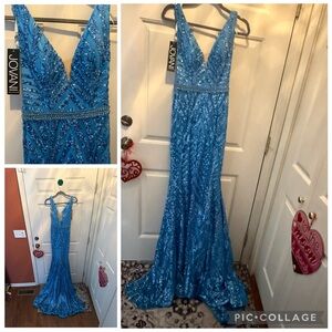 Jovani blue Sequin Evening Gown